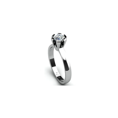 Anel de Noivado Solitario Diamantes Brilhante Ouro Branco Rusty