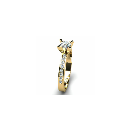 Anel de Noivado Solitario Diamantes Brilhante Ouro Amarelo 18k Luna