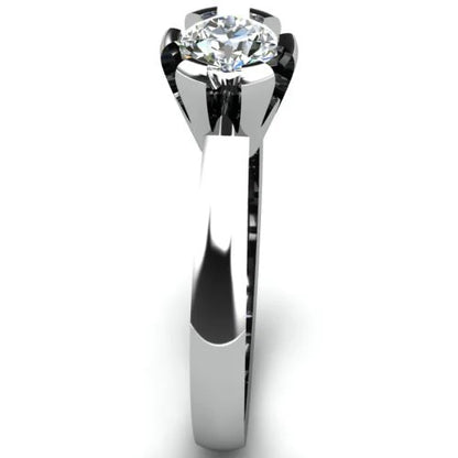 Anel de Noivado Solitario Diamantes Brilhante Ouro Branco Rusty