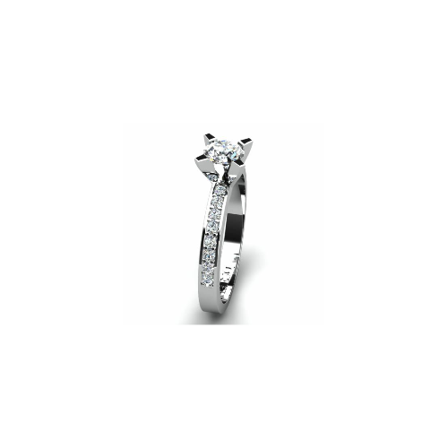 Anel de Noivado Solitario Diamantes Brilhante Ouro Branco 18k Luna