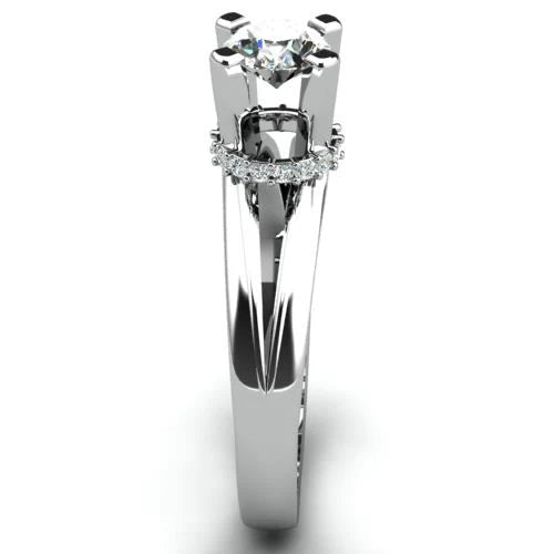 Anel de Noivado Solitario Diamantes Brilhante Ouro Branco 18k Cinderella