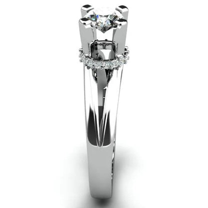 Anel de Noivado Solitario Diamantes Brilhante Ouro Branco 18k Cinderella