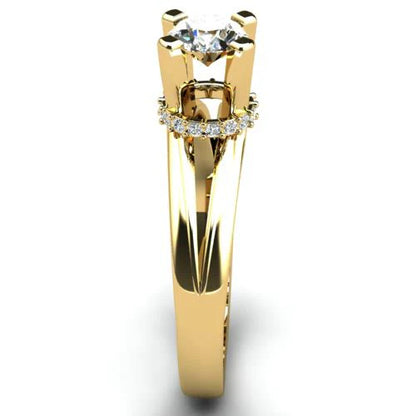 Anel de Noivado Solitario Diamantes Brilhante Ouro Amarelo 18k Cinderella
