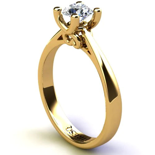 Anel de Noivado Solitario Diamantes Brilhante Ouro Amarelo Princess