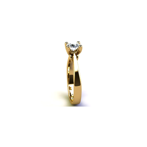 Anel de Noivado Solitario Diamantes Brilhante Ouro Amarelo Princess