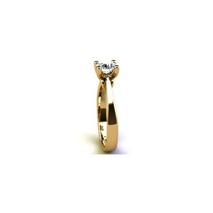 Anel de Noivado Solitario Diamantes Brilhante Ouro Amarelo Princess