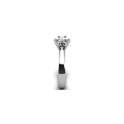 Anel de Noivado Solitario Diamantes Brilhante Ouro Branco 18k Tresty