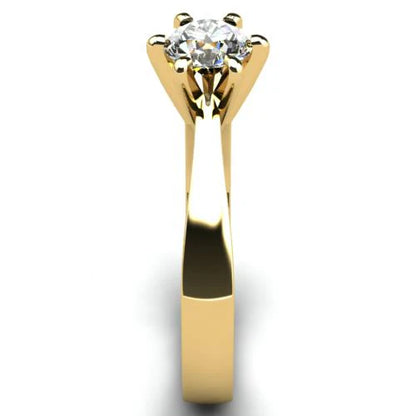 Anel de Noivado Solitario Diamantes Brilhante Ouro Amarelo 18k Tresty