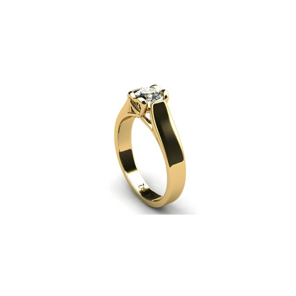 Anel de Noivado Solitario Diamantes Brilhante Ouro Amarelo Hearth
