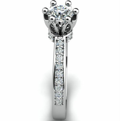 Anel de Noivado Solitario Diamantes Brilhante Ouro Branco 18k Spyke