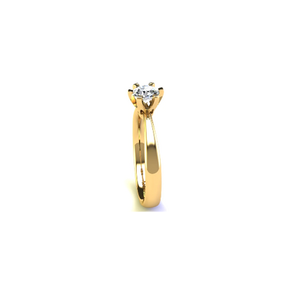 Anel de Noivado Solitario Diamantes Brilhante Ouro Amarelo 18k Sophya