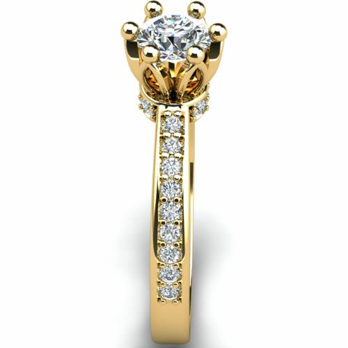 Anel de Noivado Solitario Diamantes Brilhante Ouro Amarelo 18k Spyke