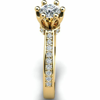 Anel de Noivado Solitario Diamantes Brilhante Ouro Amarelo 18k Spyke