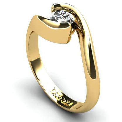 Anel de Noivado Solitario Diamantes Brilhante Ouro Amarelo Jaden