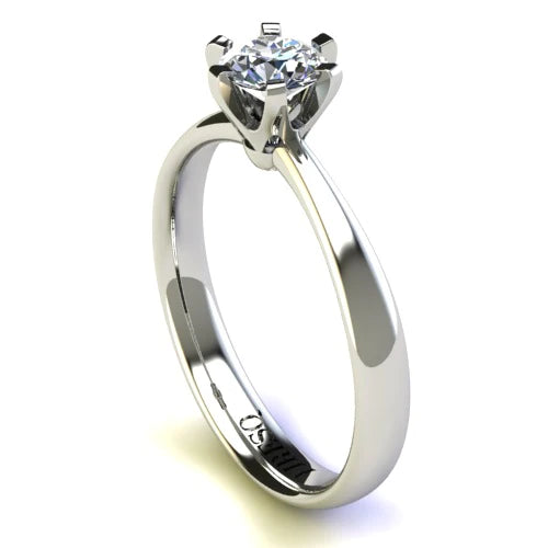 Anel de Noivado Solitario Diamantes Brilhante Ouro Branco 18k Sophya
