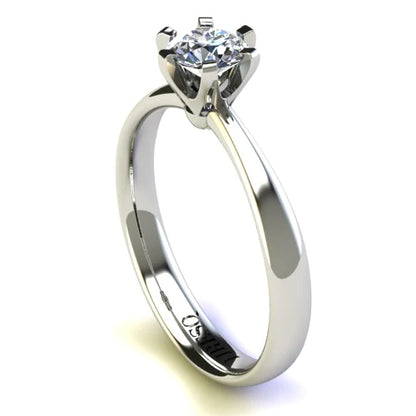 Anel de Noivado Solitario Diamantes Brilhante Ouro Branco 18k Sophya