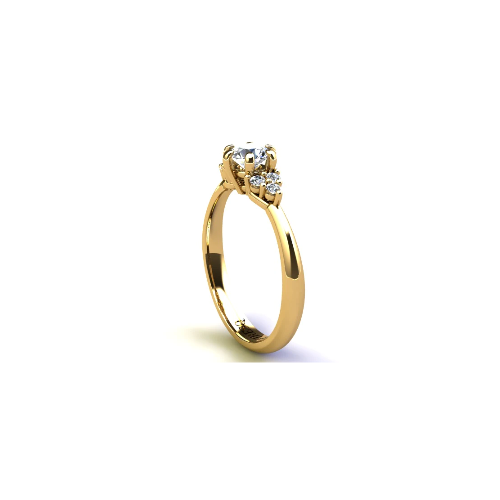 Anel de Noivado Solitario Diamantes Brilhante Ouro Amarelo 18k Scarlet