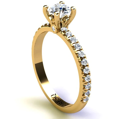 Anel de Noivado Solitario Diamantes Brilhante Ouro Amarelo 18k Karen