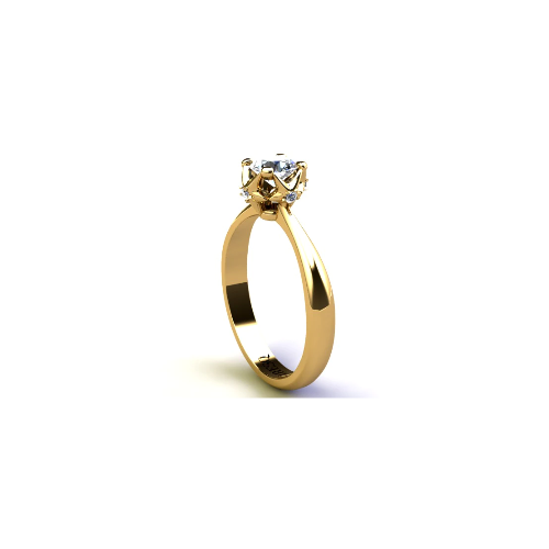 Anel de Noivado Solitario Diamantes Brilhante Ouro Amarelo 18k Helena