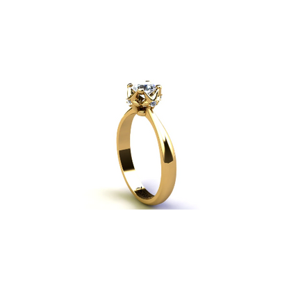 Anel de Noivado Solitario Diamantes Brilhante Ouro Amarelo 18k Helena