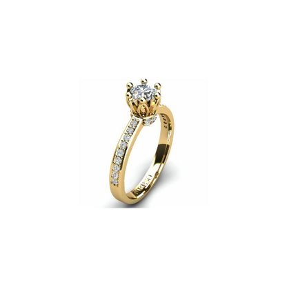 Anel de Noivado Solitario Diamantes Brilhante Ouro Amarelo 18k Spyke