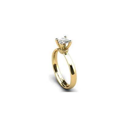 Anel de Noivado Solitario Diamantes Brilhante Ouro Amarelo Libby