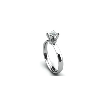 Anel de Noivado Solitario Diamantes Brilhante Ouro Branco Libby