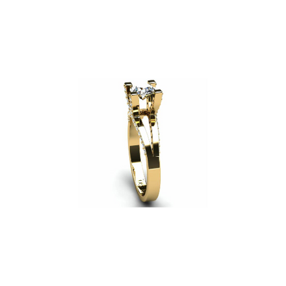 Anel de Noivado Solitario Diamantes Brilhante Ouro Amarelo 18k Miriam