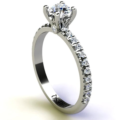 Anel de Noivado Solitario Diamantes Brilhante Ouro Branco 18k Karen