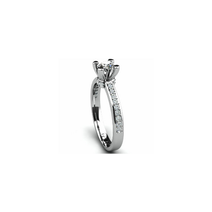 Anel de Noivado Solitario Diamantes Brilhante Ouro Branco Hella