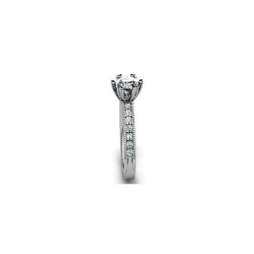 Anel de Noivado Solitario Diamantes Brilhante Ouro Branco Sally