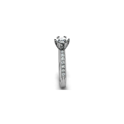Anel de Noivado Solitario Diamantes Brilhante Ouro Branco Sally
