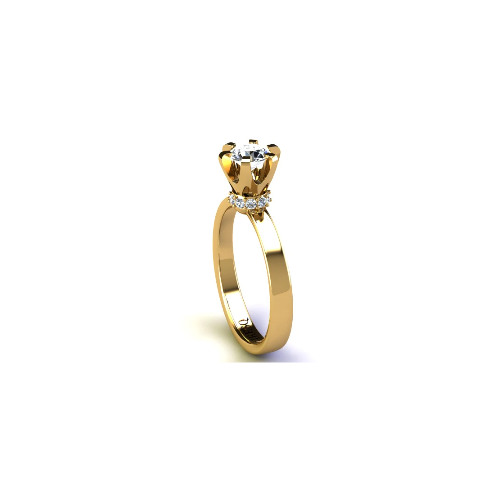 Anel de Noivado Solitario Diamantes Brilhante Ouro Amarelo 18k Street