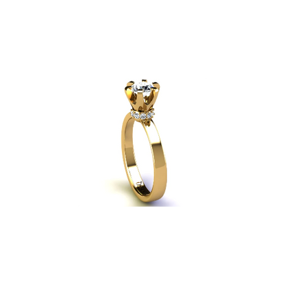 Anel de Noivado Solitario Diamantes Brilhante Ouro Amarelo 18k Street