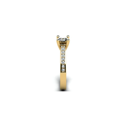 Anel de Noivado Solitario Diamantes Brilhante Ouro Amarelo Newel