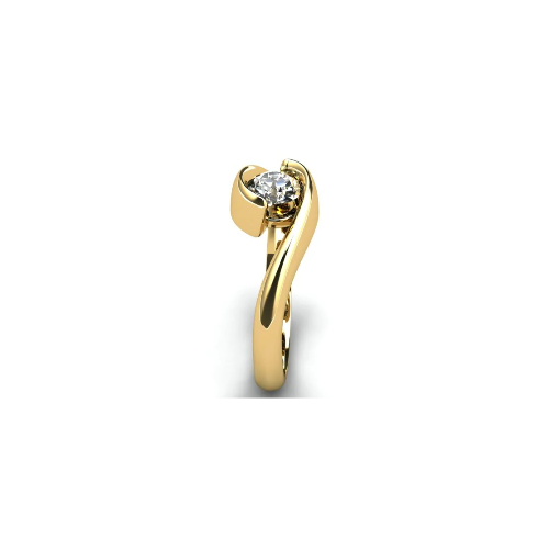 Anel de Noivado Solitario Diamantes Brilhante Ouro Amarelo Jaden