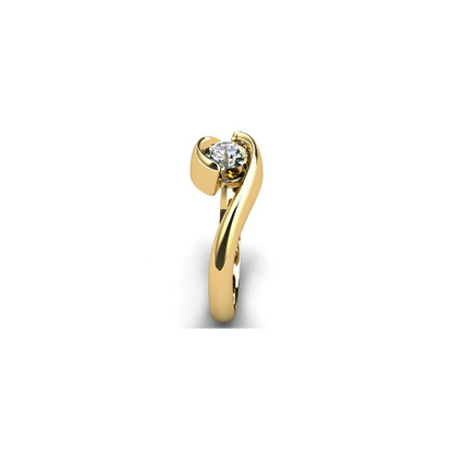 Anel de Noivado Solitario Diamantes Brilhante Ouro Amarelo Jaden