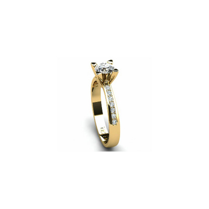 Anel de Noivado Solitario Diamantes Brilhante Ouro Amarelo Rumer