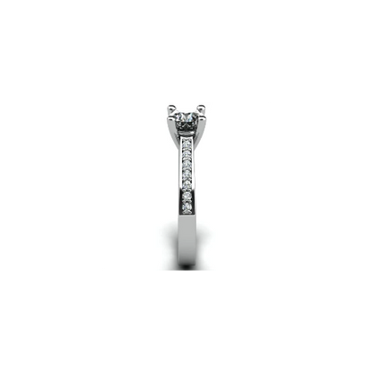 Anel de Noivado Solitario Diamantes Brilhante Ouro Branco Newel