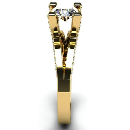 Anel de Noivado Solitario Diamantes Brilhante Ouro Amarelo 18k Miriam