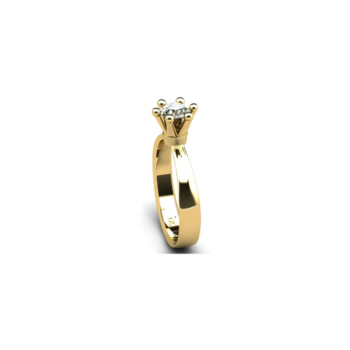 Anel de Noivado Solitario Diamantes Brilhante Ouro Amarelo Coroa