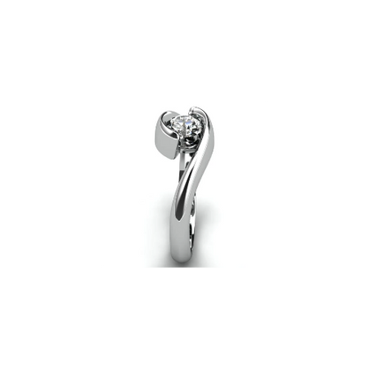 Anel de Noivado Solitario Diamantes Brilhante Ouro Branco Jaden