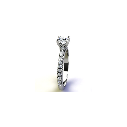 Anel de Noivado Solitario Diamantes Brilhante Ouro Branco 18k Karen