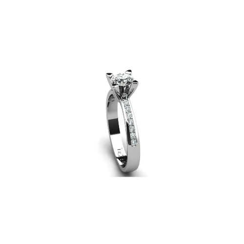 Anel de Noivado Solitario Diamantes Brilhante Ouro Branco Rumer