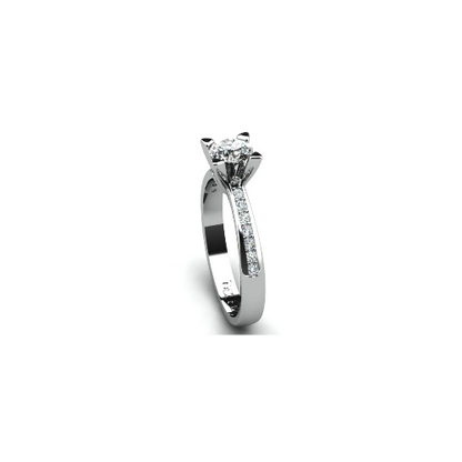 Anel de Noivado Solitario Diamantes Brilhante Ouro Branco Rumer