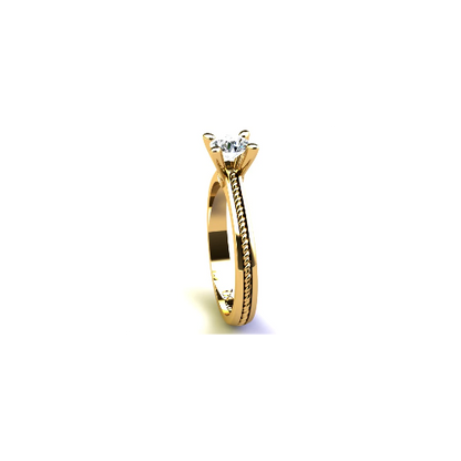 Anel de Noivado Solitario Diamantes Brilhante Ouro Amarelo Daisy