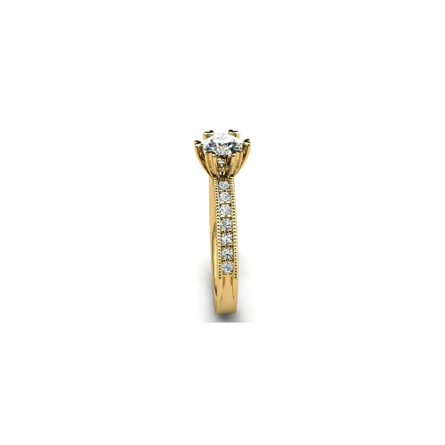 Anel de Noivado Solitario Diamantes Brilhante Ouro Amarelo Sally