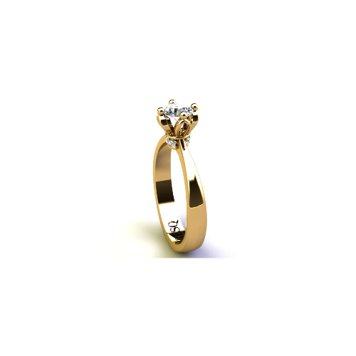 Anel de Noivado Solitario Diamantes Brilhante Ouro Amarelo Cindy