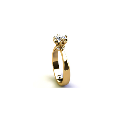 Anel de Noivado Solitario Diamantes Brilhante Ouro Amarelo Cindy