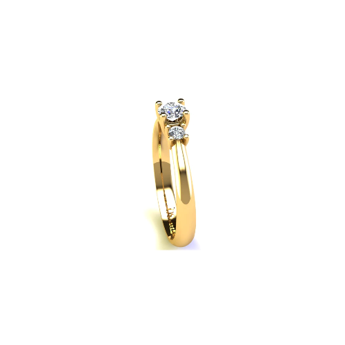 Anel de Noivado Solitario Diamantes Brilhante Ouro Amarelo Stacy